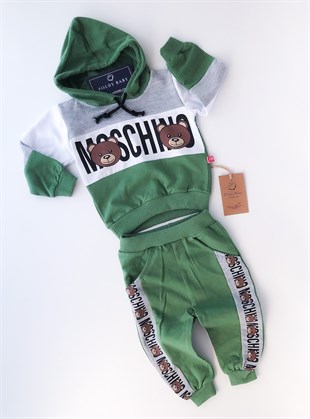 Poldy Baby | Baby Fashion | Bebek KıyafetleriRenkli Kelebekli Tulum PembePB1906pMoschino Kapüşonlu 2'li Takım Yeşil