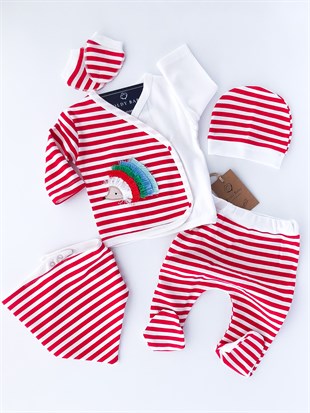 Poldy Baby | Baby Fashion | Bebek KıyafetleriRenkli Kelebekli Tulum PembePB1906pRenkli Kirpi 5'li Zıbın Set Kırmızı