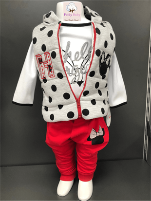 Poldy Baby | Baby Fashion | Bebek KıyafetleriHello Gorgeous Şişme Yelekli 3'lü TakımPB0313,PB0313,PB0313Miki Puantiyeli Şişme Yelekli 3'lü Takım Kırmızı