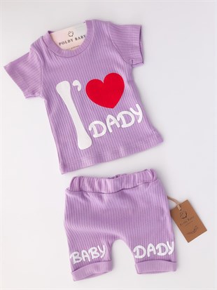Poldy Baby | Baby Fashion | Bebek KıyafetleriRenkli Kelebekli Tulum PembePB1906pLove Dady Kısa Kol Alt Üst Takım Lila