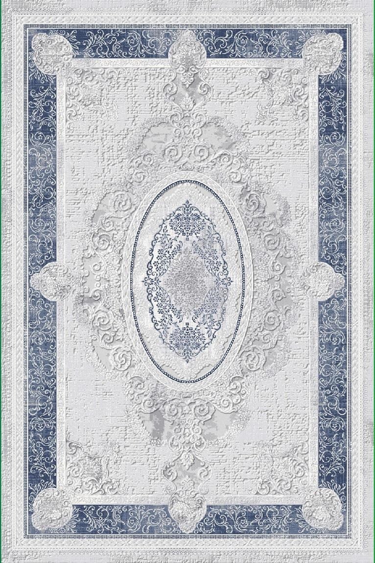27145A MAVİ-160X230PERA MAVİ GRİ KADİFEMSİ YÜZEY POLYESTER HALI 27145 