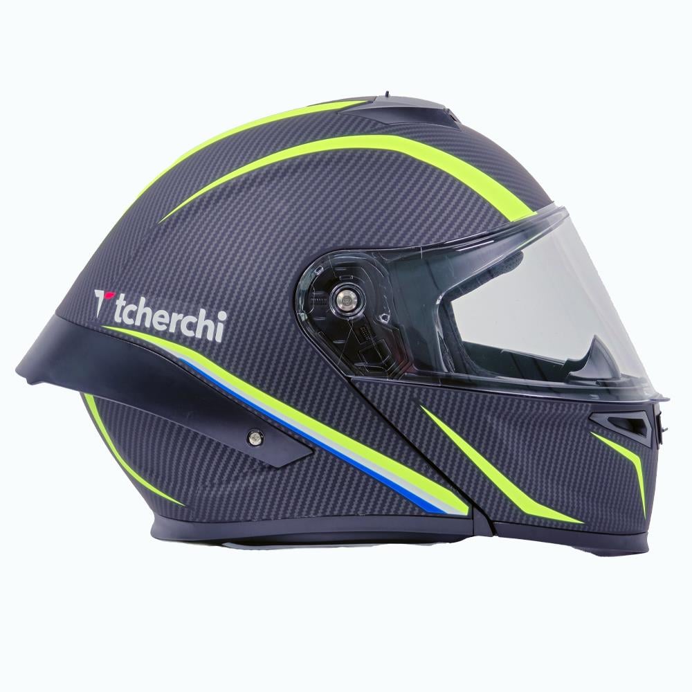 Tcherchi Kronos Serisi Çeneden Açılabilir Motor Kaskı (ECE 22.06) (SİYAH VİZÖR DAHİL)