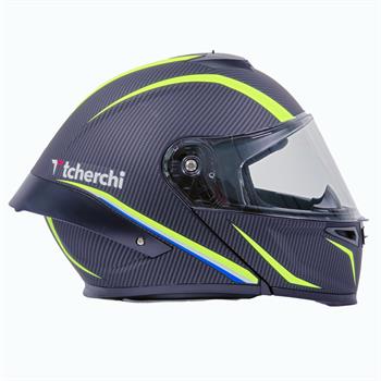 Tcherchi Kronos Serisi Çeneden Açılabilir Motor Kaskı (ECE 22.06) (SİYAH VİZÖR DAHİL)