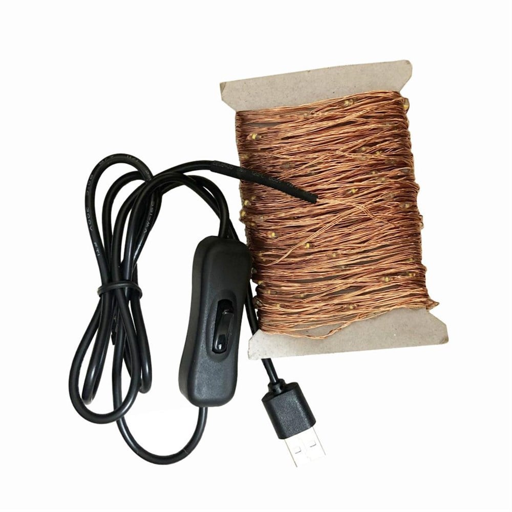 10 metre 100 LED ışık bakır tel - sıcak beyaz