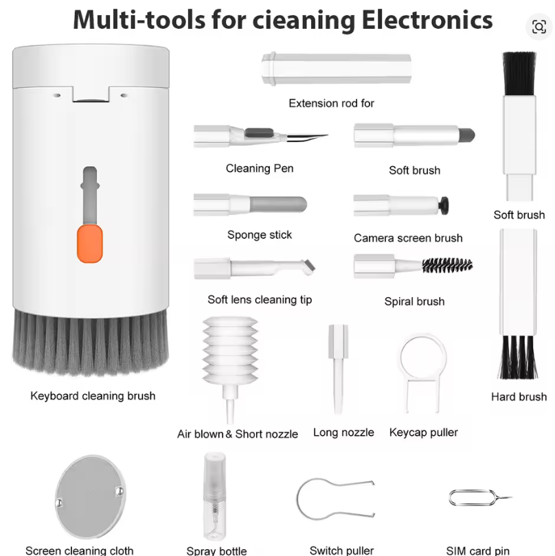 21'i 1 Arada Temizleme Kiti Klavye Kulakiçi Dizüstü Bilgisayar iPhone Şarj Bağlantı Noktası ve Ekran Kamera Lensi Bilgisayar Elektronik Temizleme Kiti