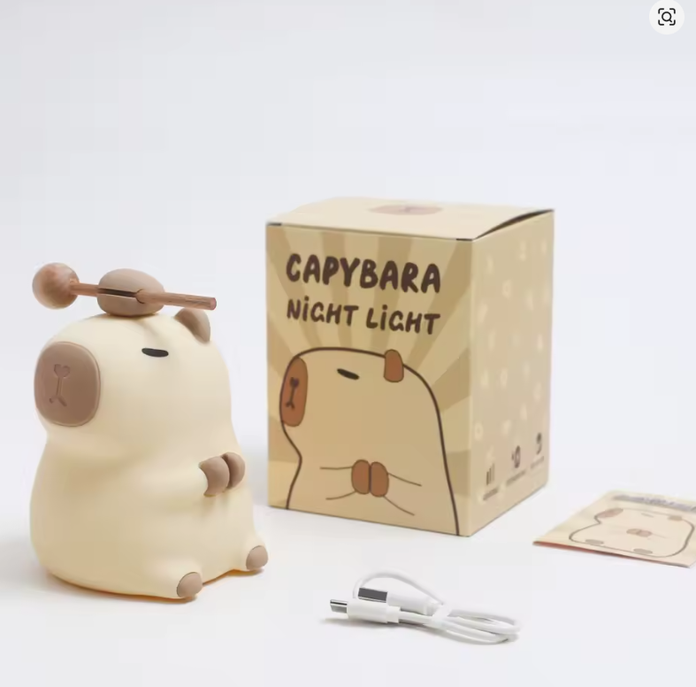 Capybara Gece Lambası Şarj Edilebilir Kısılabilir 1200 MAh Pil Ile 20 Dakika Zamanlama Yumuşak Başucu Lambası Yatak Odası Için