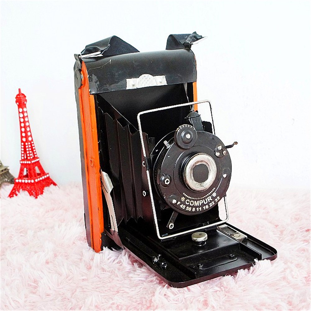 Dekoratif Metal Vintage Kamera Modeli - Siyah