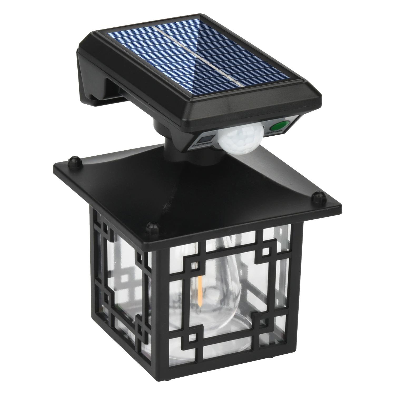 Dış Mekan İçin Hareket Sensörlü Güneş Enerjili Aplik Siyah