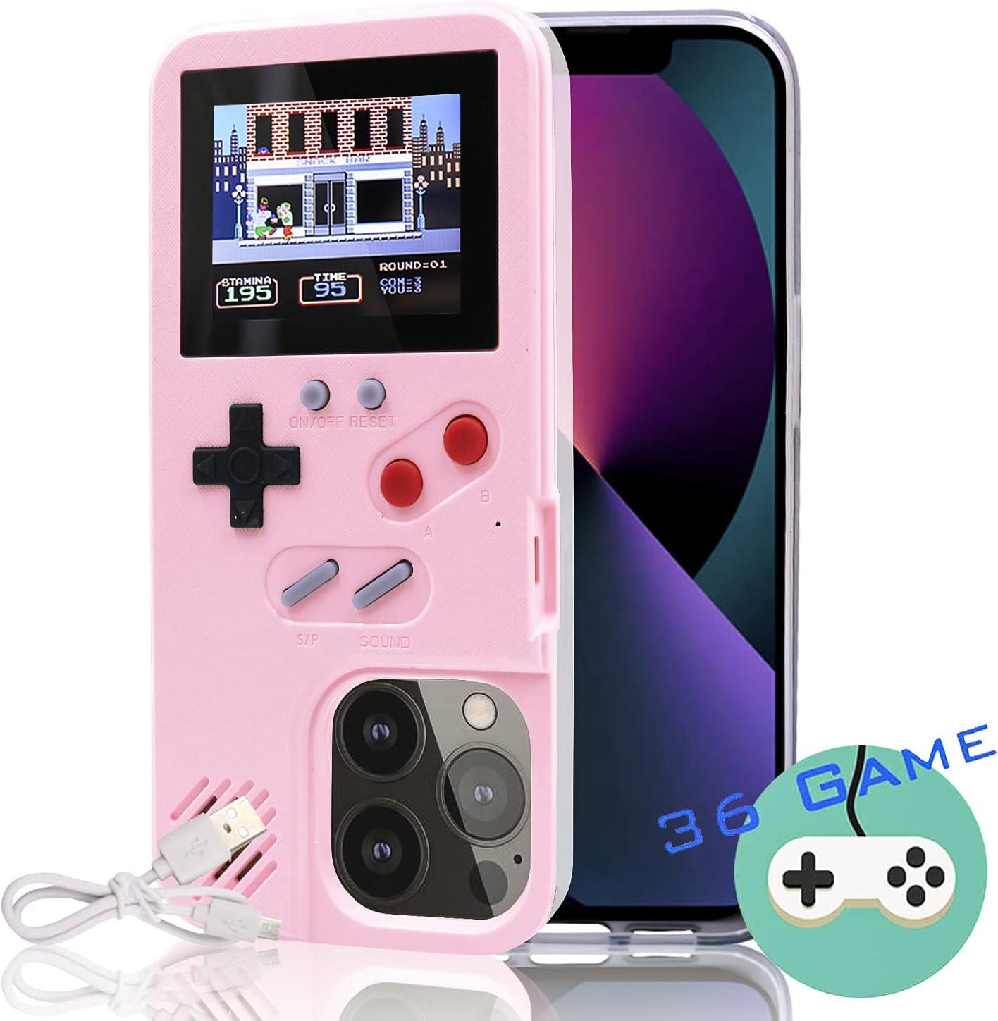Gameboy, Retro Telefon Kılıfı Oyun Konsolu Klasik Oyun, Renkli Ekran, Darbeye Dayanıklı Video Oyunları iPhone Pro Max İçin Telefon Kılıf Seçenek-linen Blue