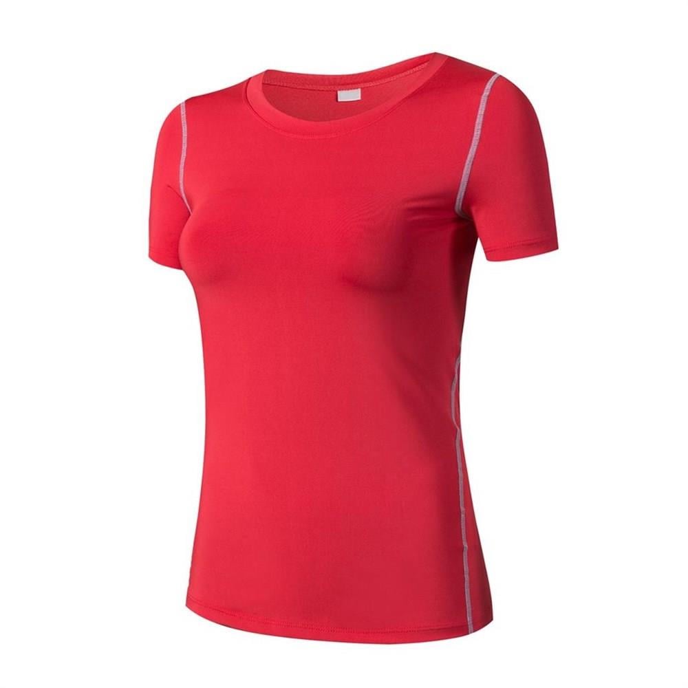 Kadın Hızlı Kuruyan Elastik Nefes Alabilen Kısa Kollu Spor Tişörtü Standart
