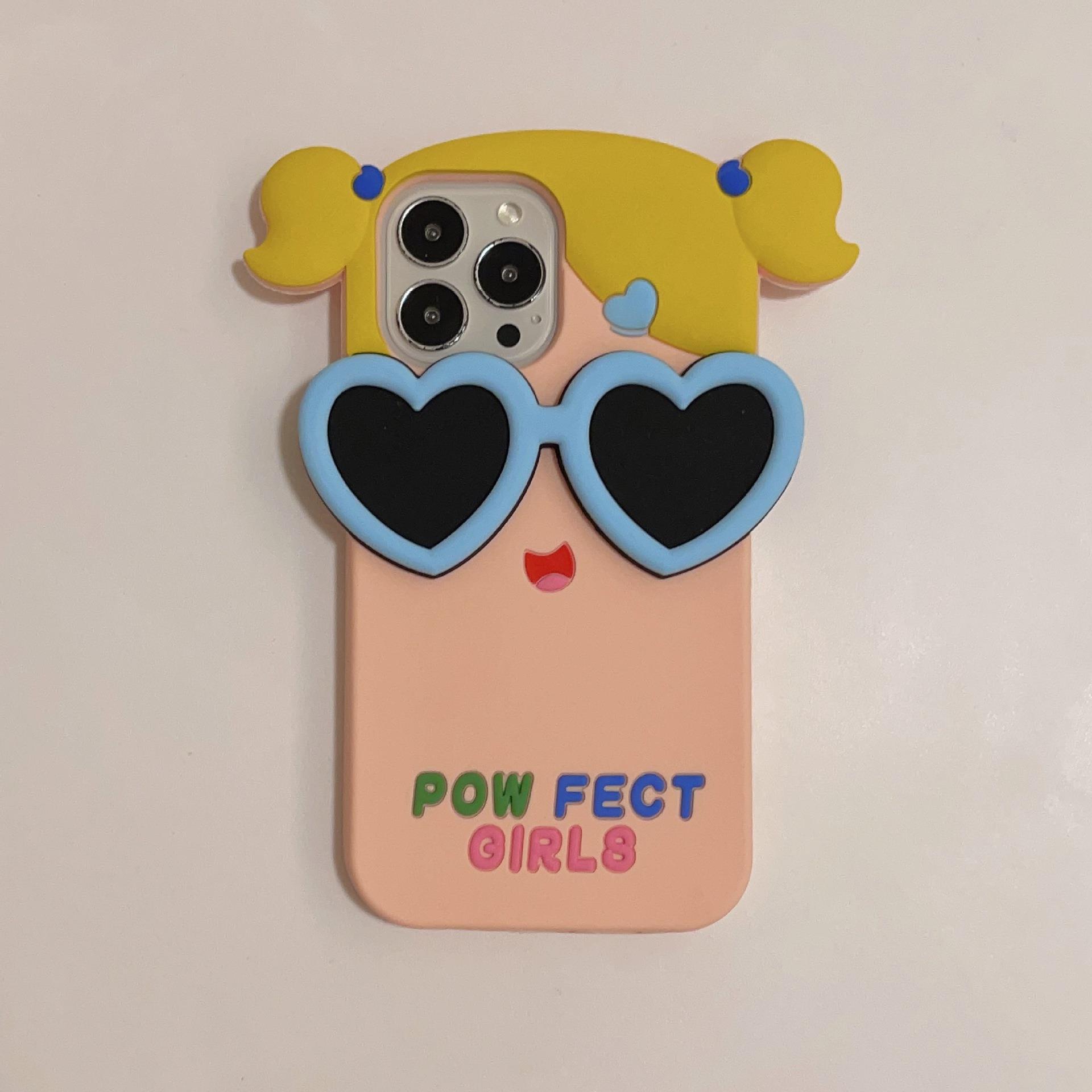 Karikatür Powerpuff Girls Güneş Gözlüğü Iphone Uyumlu Silikon Cep Telefonu Kılıfı Renk-açık