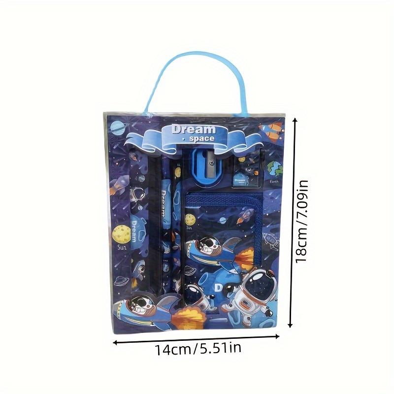 Taşınabilir Hediye Kutulu 6 Parça Kırtasiye Seti - Cüzdan, 2 Kurşun Kalem, Silgi, Kalemtıraş Ve Cetvel