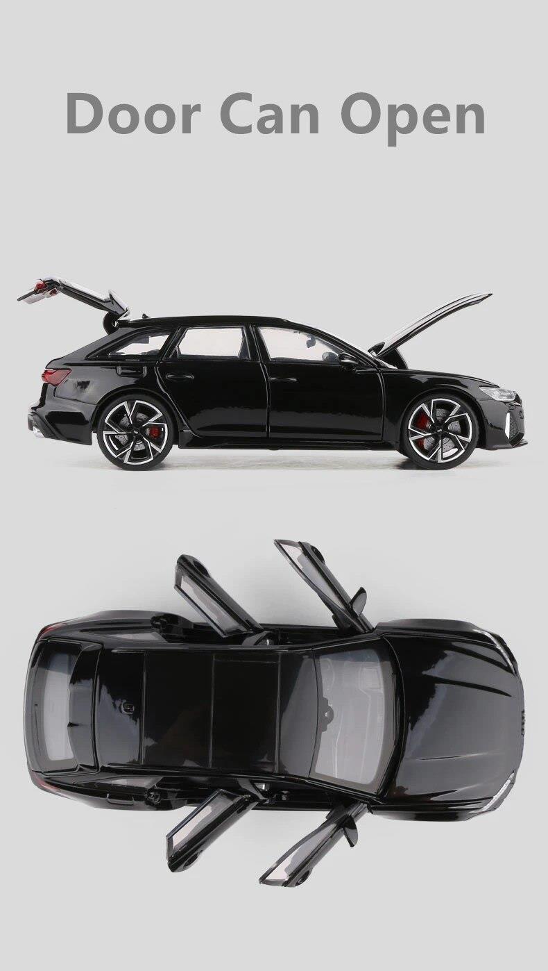 Voiture Modèle RS6 1:32 édition Noire - Simulation Réaliste, Métal, Sans Batterie