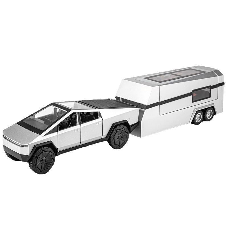 Tcherchi 1:32 Tesla Cybertruck Karavan + Atv Model Oyuncak Araba 