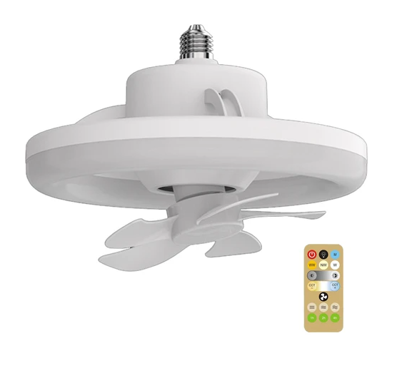 TCHERCHI 360 ° Dönen Tavan Vantilatörü E27 48 W - Beyaz