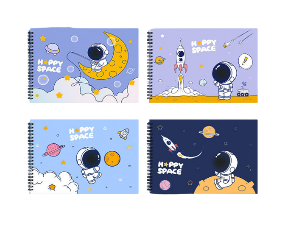 Tcherchı A4 Uzay Tasarım İlkokul Öğrencileri İçin Defter, 4'lü Set