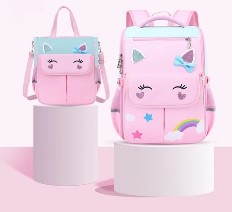 TCHERCHI Baskılı 2 Parça Çocuk Sırt Çantası Seti - Pembe