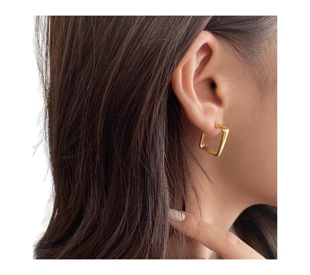 Tcherchi Geometrik Altın Sarısı Kadın Halka Küpe