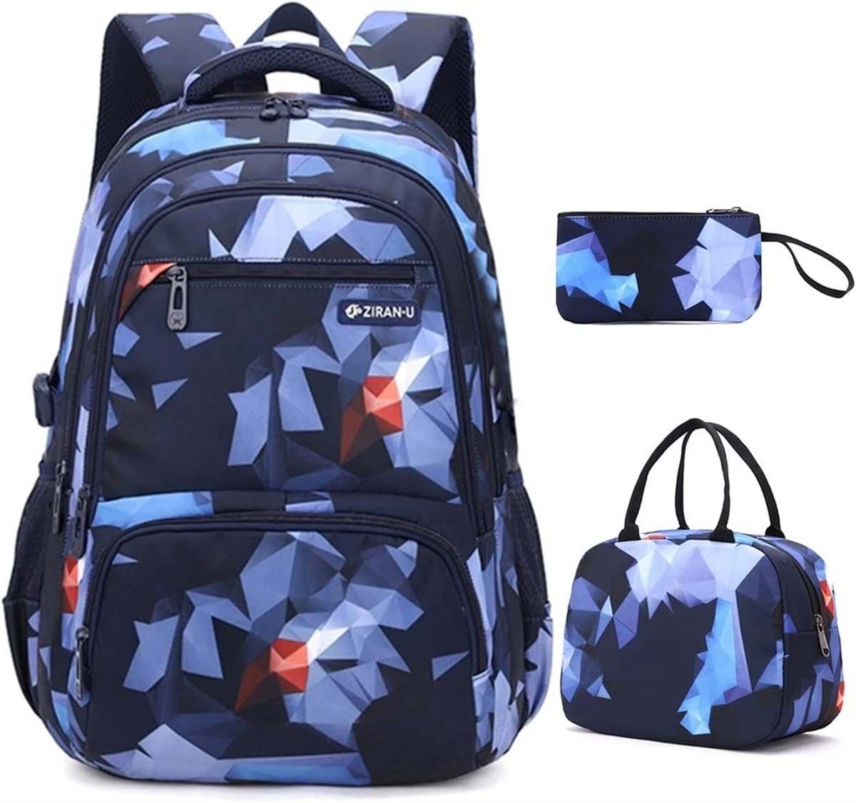 Tcherchi Geometrik Baskı Sırt Çantası İlkokul Çantası Ortaokul Öğrenci Sırt Çantası