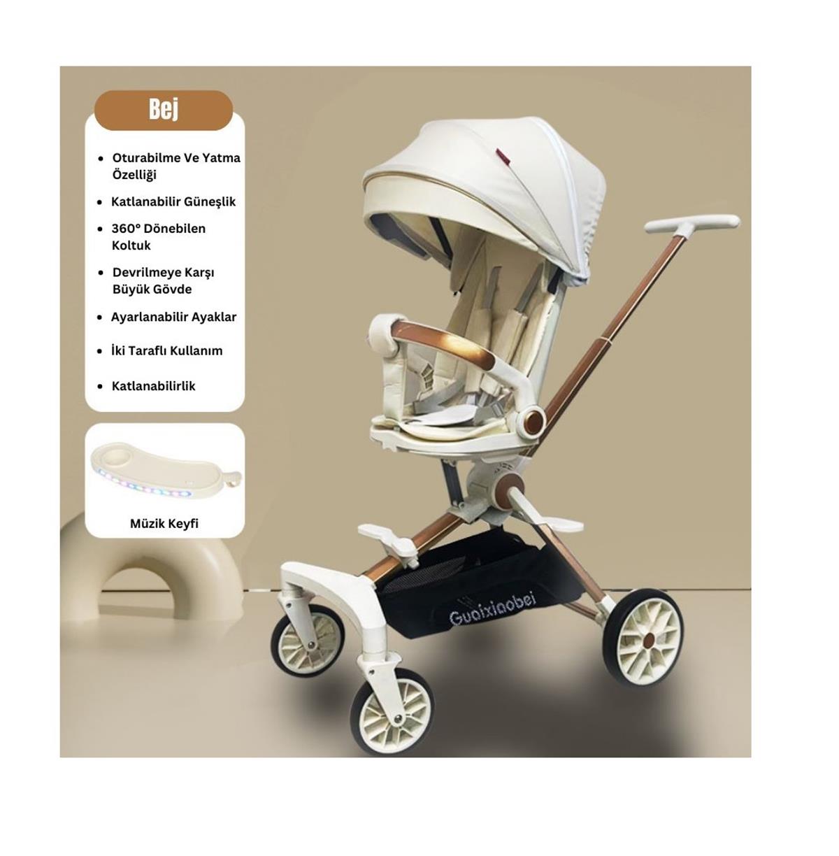 Tcherchi 360 Derece Dönebilen Katlanabilir Bebek Arabası - Şıklığı ve  Fonksiyonu Bir Arada Sunar