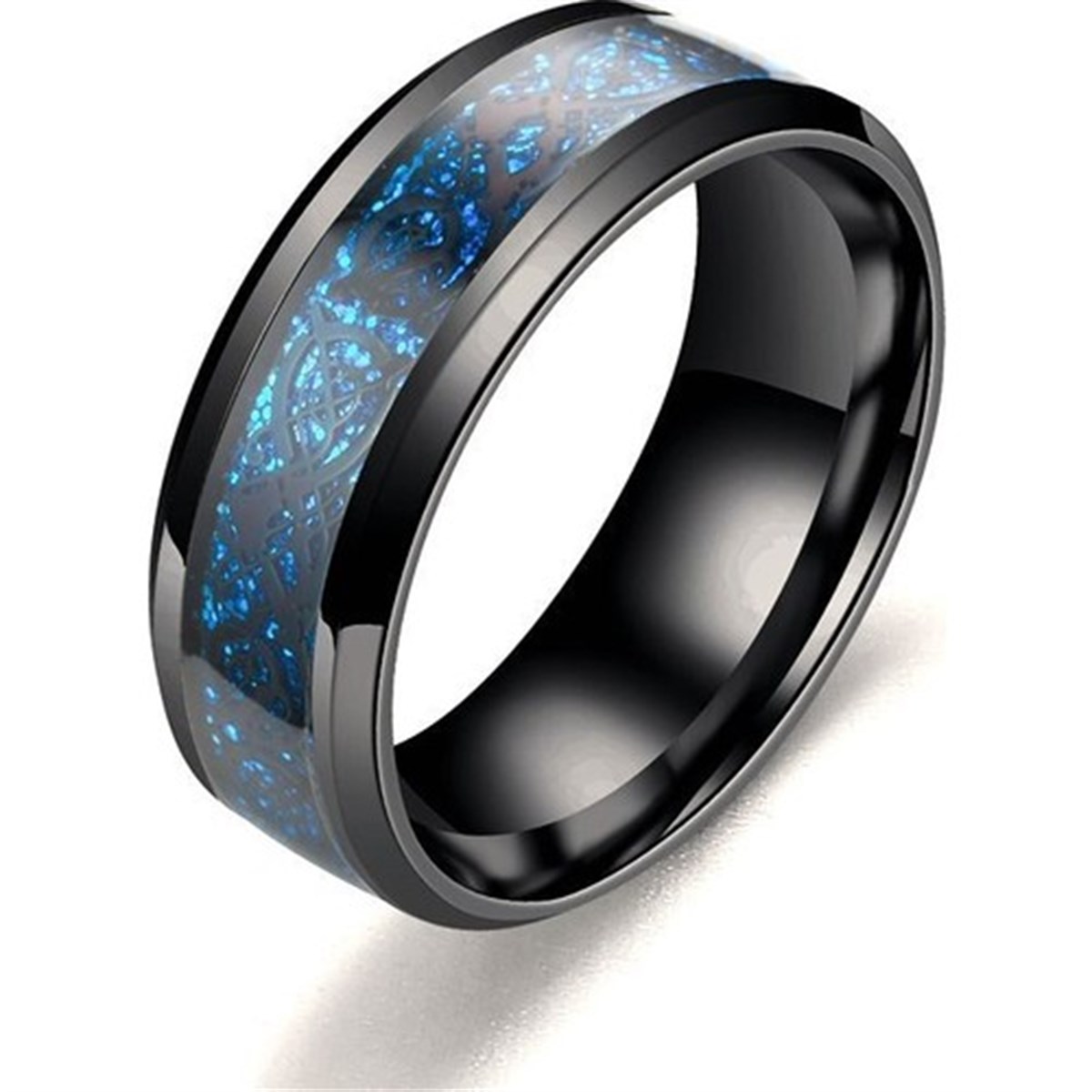 Tcherchi Titanyum Paslanmaz Çelik Ejderha Baskılı Yüzük