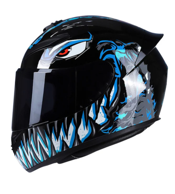 Tcherchi Yetişkin Tam Yüz Koruyucu Motosiklet Kaskı Mavi