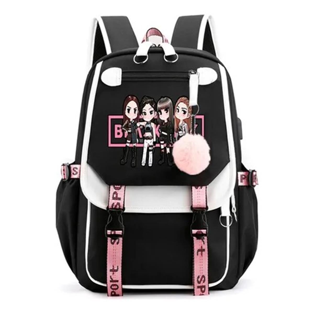 Venta Caliente Kore Juvenil Blackpink Sırt Çantası USB Bağlantı