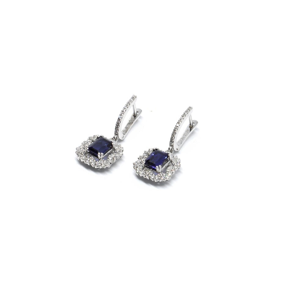 3.30 Carat Diamond Sapphire Earring