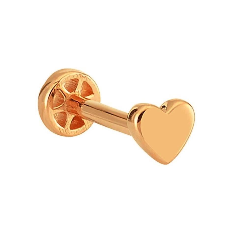 Kalp Altın Tragus Piercing 14 Ayar Rose
