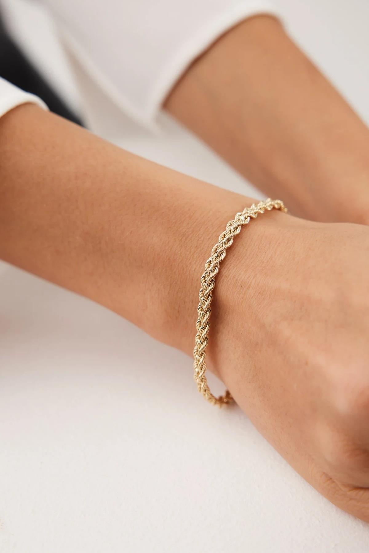 Örgü Halat Altın Bileklik