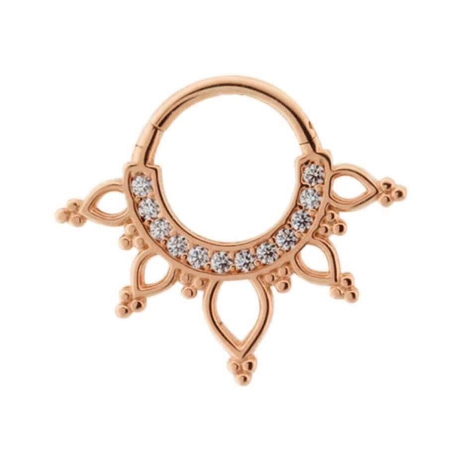Minimal Hoop Stoned Piercing Rose
