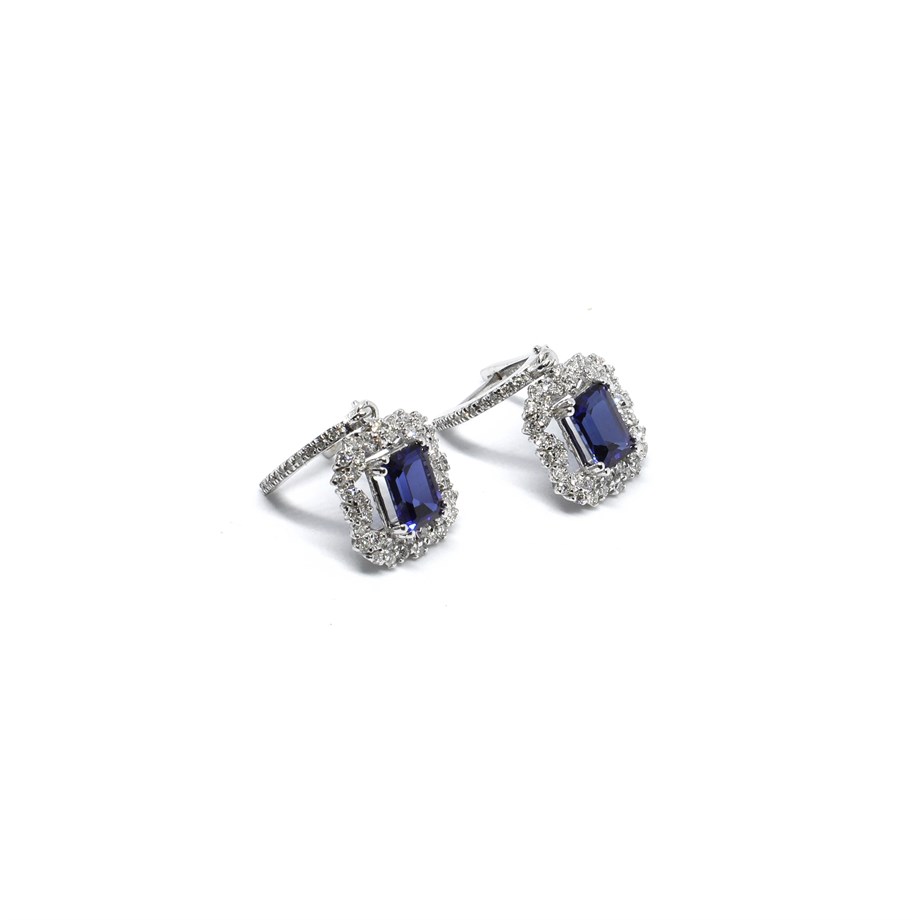3.30 Carat Diamond Sapphire Earring