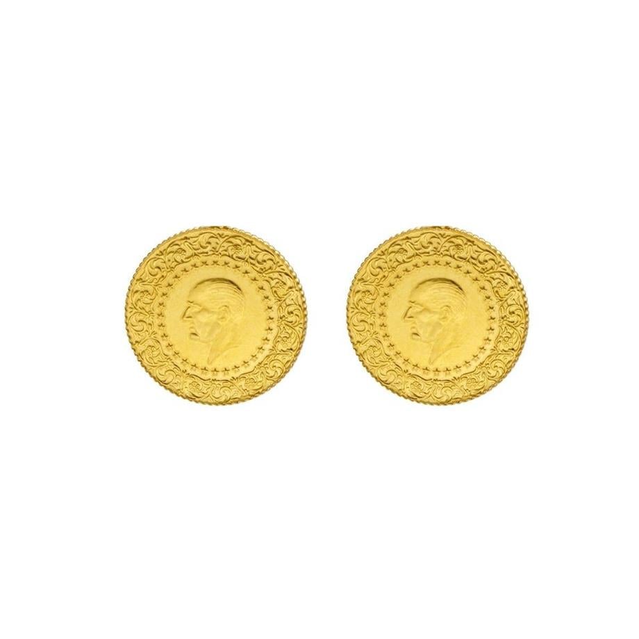 Quarter Lira Earrings 22 K Solid Gold