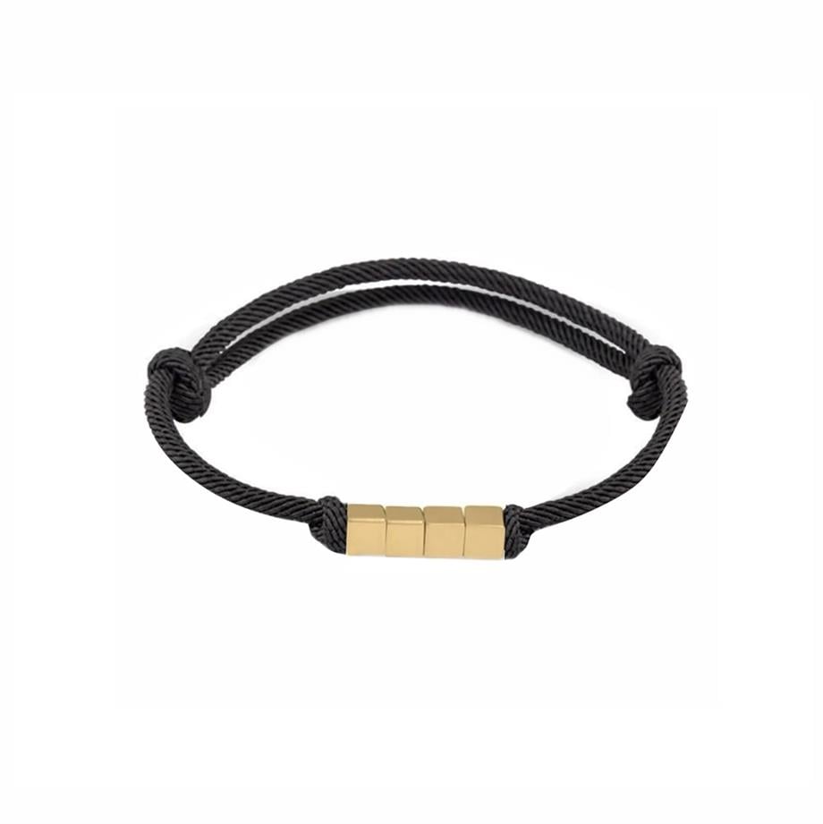 Four Cube Cord Dark Gray Bracelet