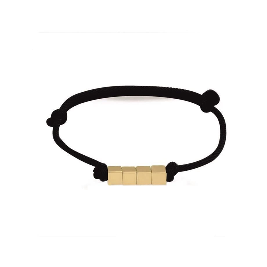 Four Cube Cord Black Bracelet