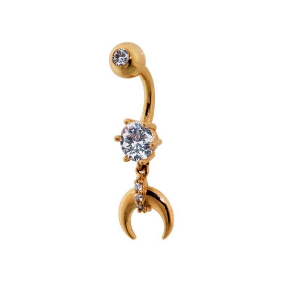 Gold Göbek Piercing Mond Mit Anhänger 14 Karat (585) Roségold