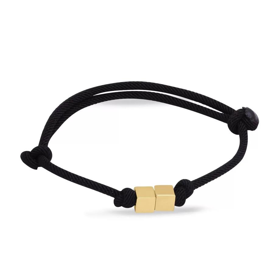 Gold Zwei Mit Würfeln Schwarz Mit Band Armband 14 Karat (585)