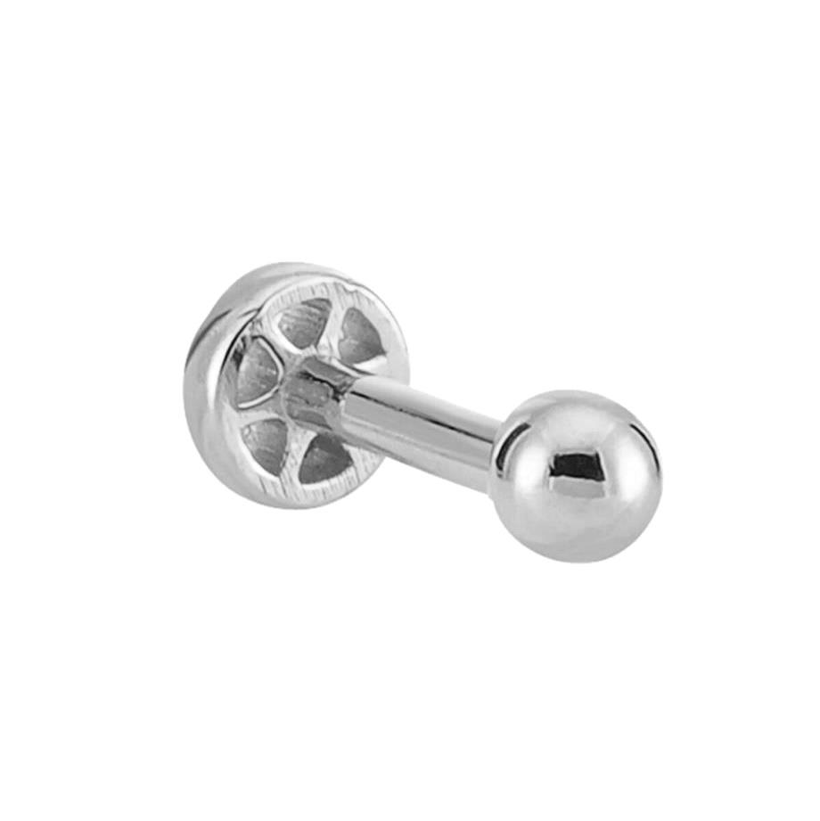 Altın Tragus Top Piercing 14 Ayar Beyaz