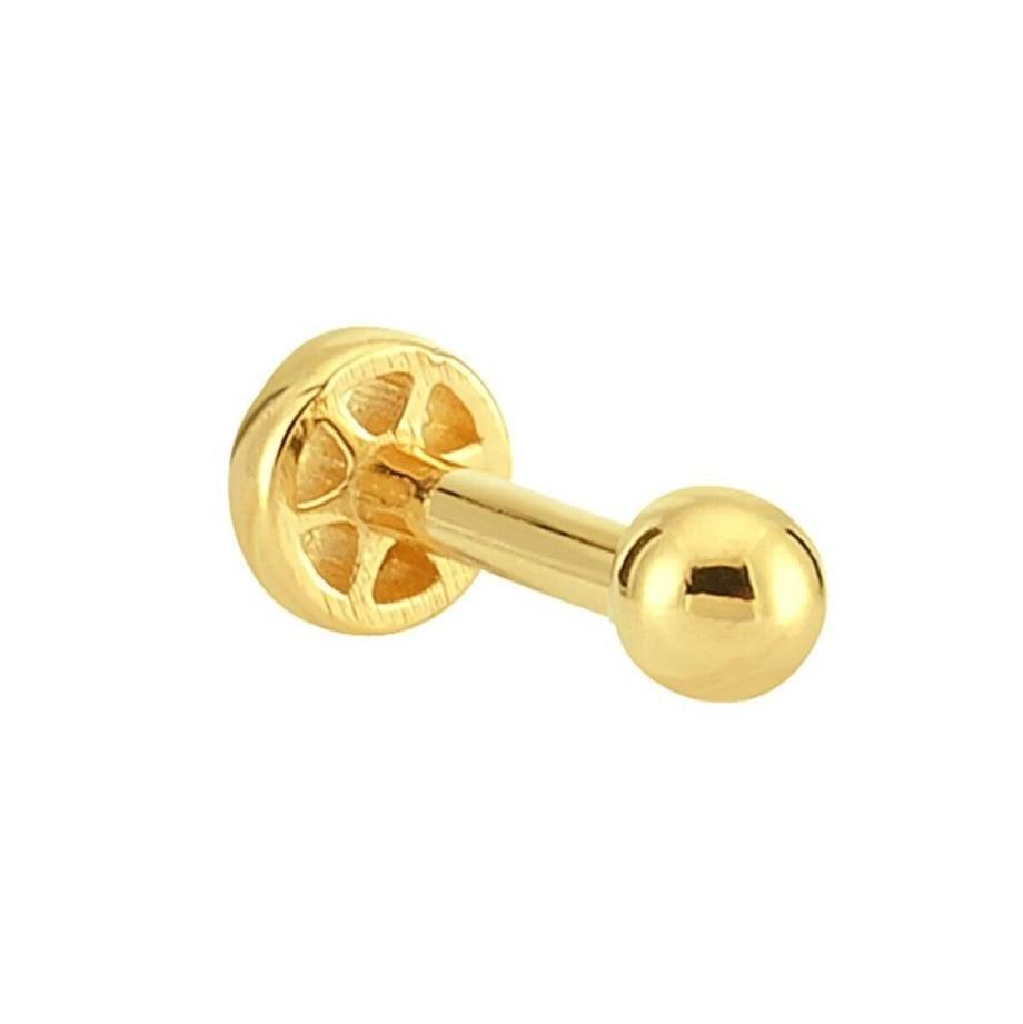 Altın Tragus Top Piercing 14 Ayar Sarı