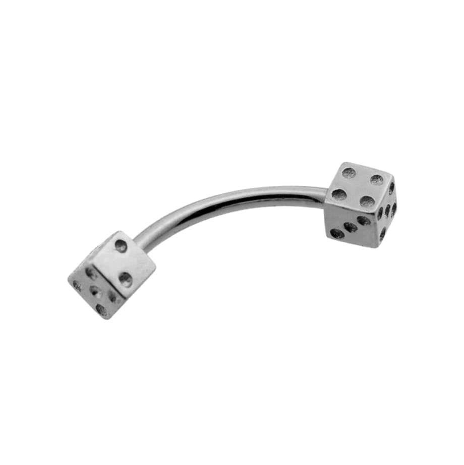 Altın Zar Kaş Rook Piercing 14 Ayar Beyaz