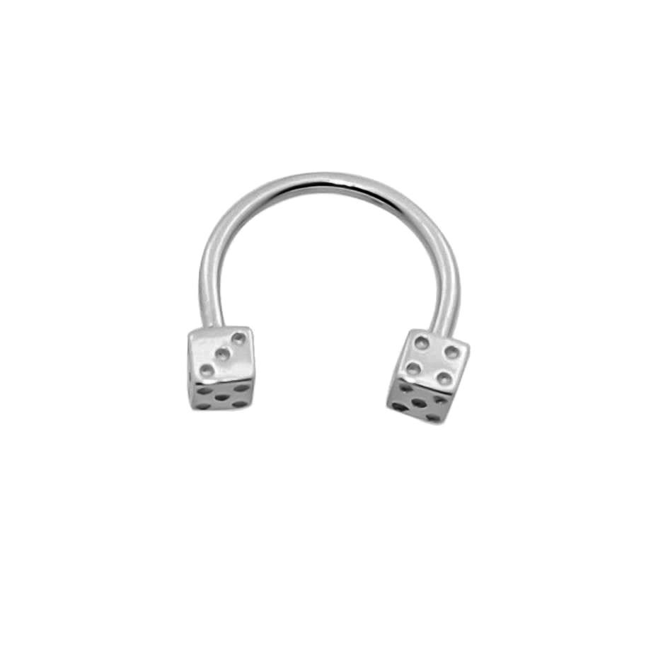 Altın Zar Yarım Halka Piercing 14 Ayar Beyaz