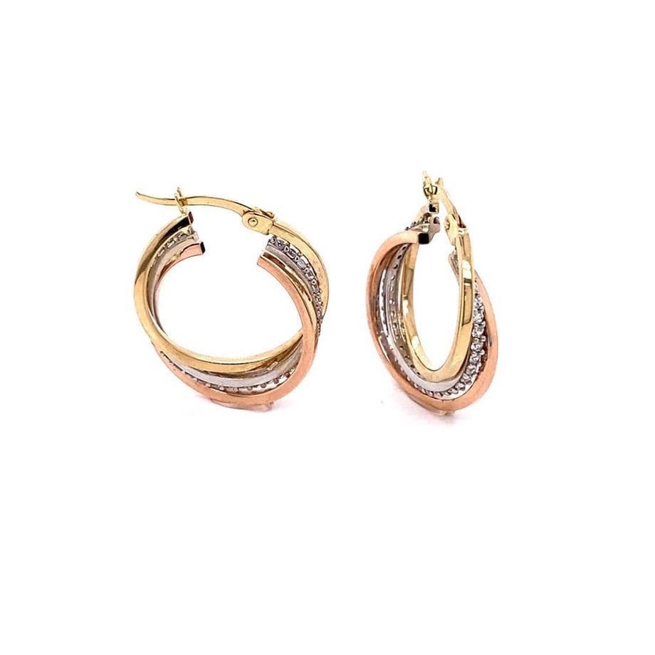 Hatchet Lock Three Colors Hoop Earring
