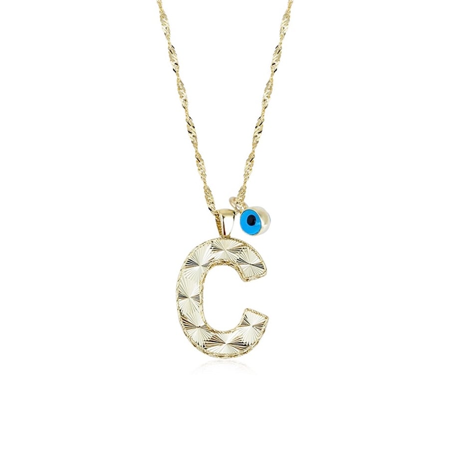Personalized Dainty C Initial Pendant Necklace in 14 K Gold