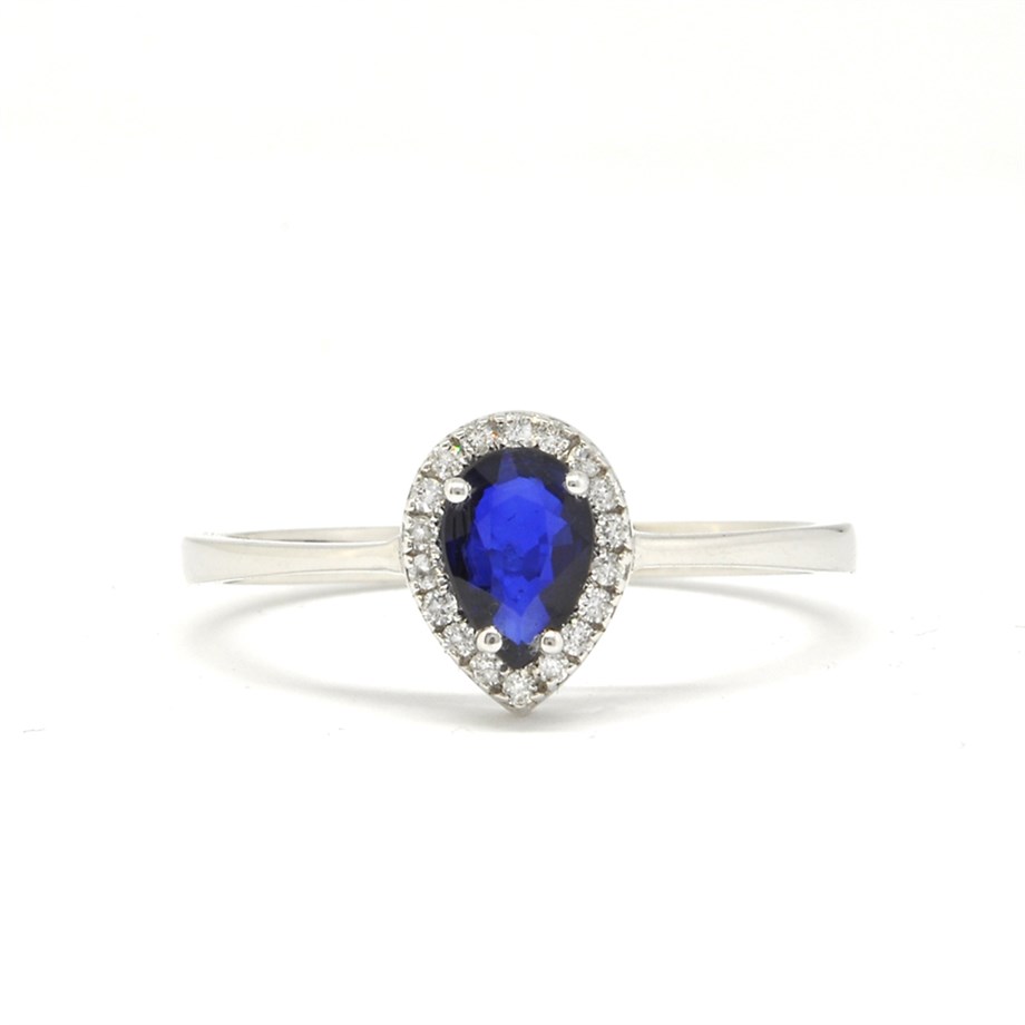 Drop Sapphire Diamond Ring