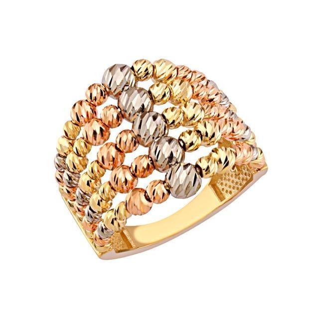 Mit Dorika-perlen Drei Farbig Gold Ring 585 Gold