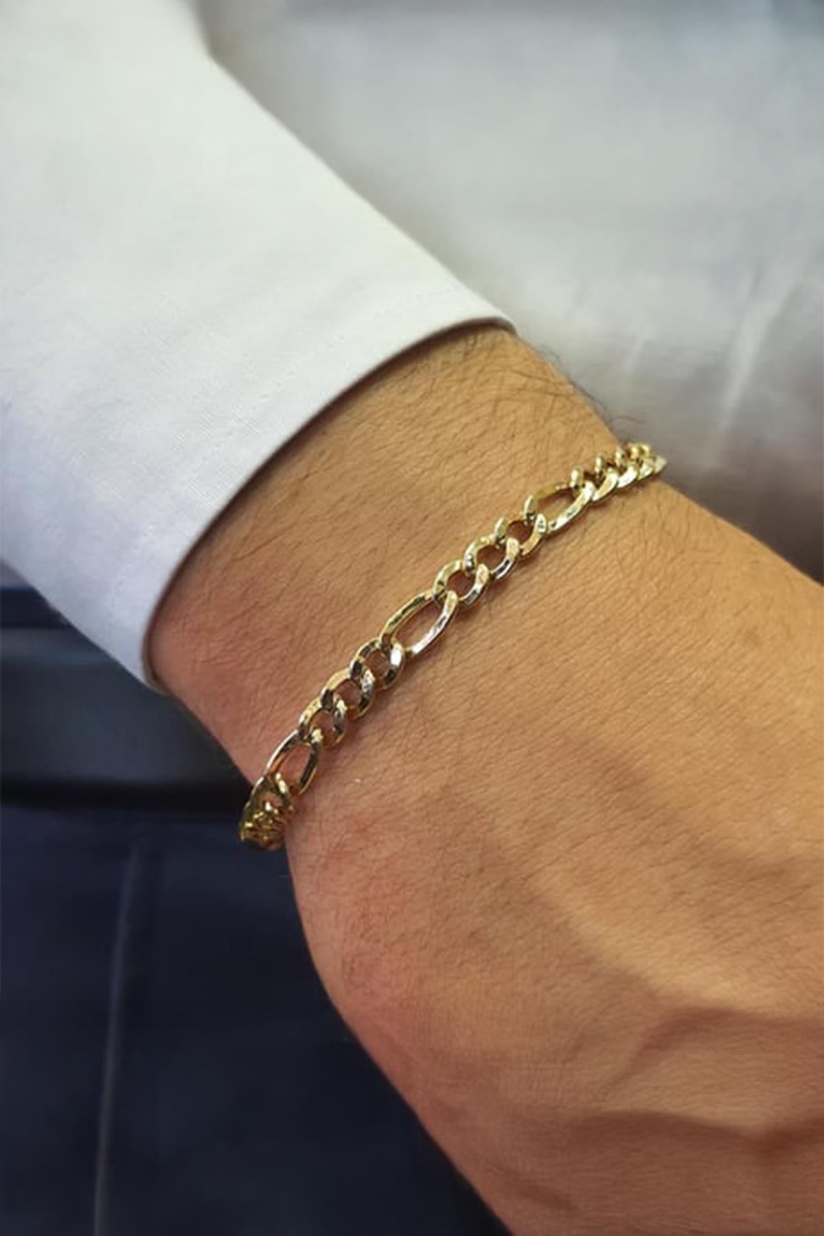 Figaro Men's Bracelet 14K Solid Gold