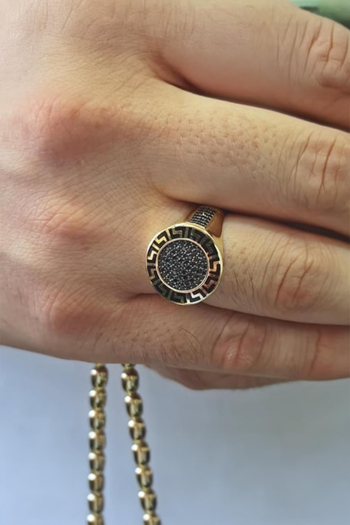 Greek Pattern Men's Ring 14K Gold