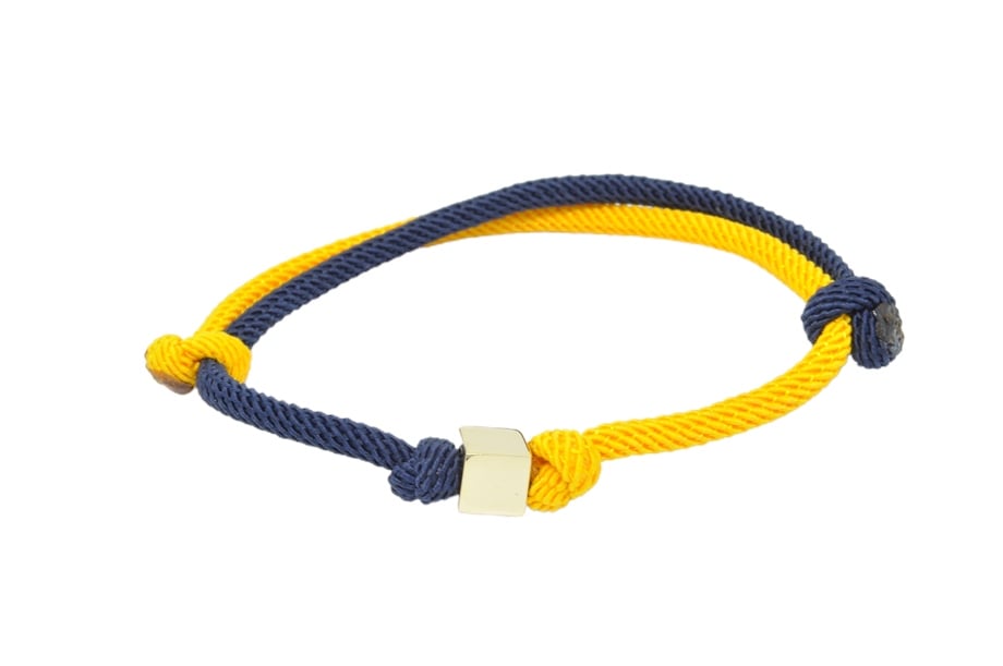 FENERBAHÇE (Sarı-Lacivert) İpli Altın Küp Taraftar Bileklik 14 Ayar