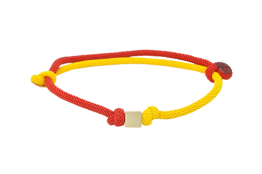 GALATASARAY (Sarı-Kırmızı) İpli Altın Küp Taraftar Bileklik 14 Ayar