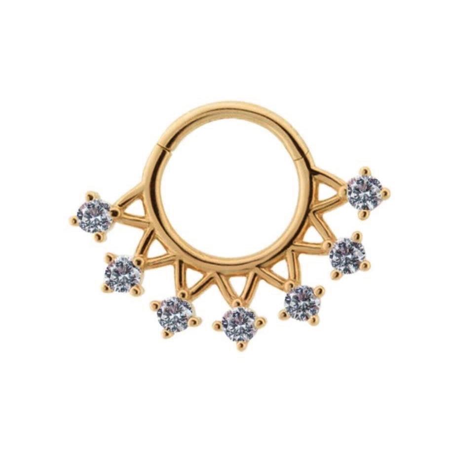 Minimal Hoop Stoned Piercing Rose 14 K